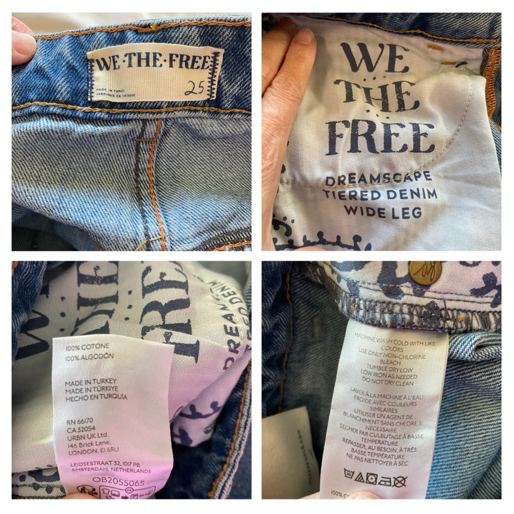 We The Free Dreamscape Tiered Denim Wide Leg size 25 NWT - Picture 14 of 14